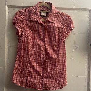 Guess red and white blouse